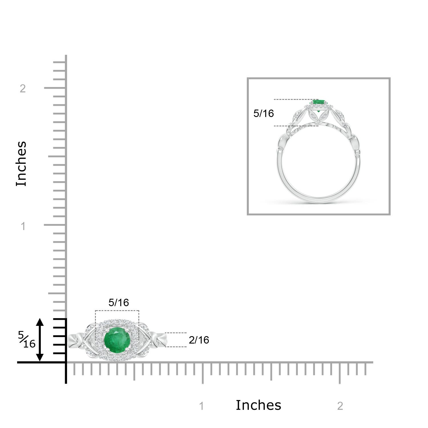 A - Emerald / 0.42 CT / 14 KT White Gold