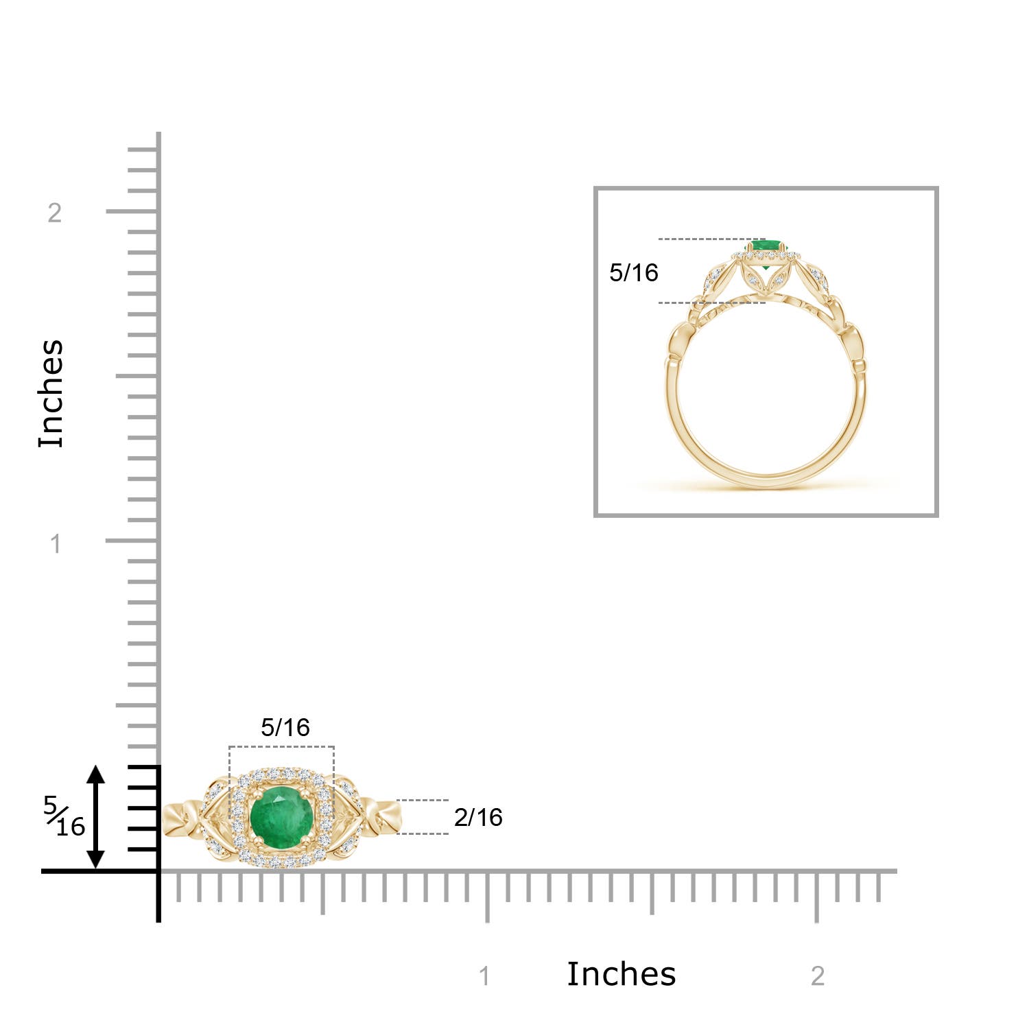 A - Emerald / 0.42 CT / 14 KT Yellow Gold