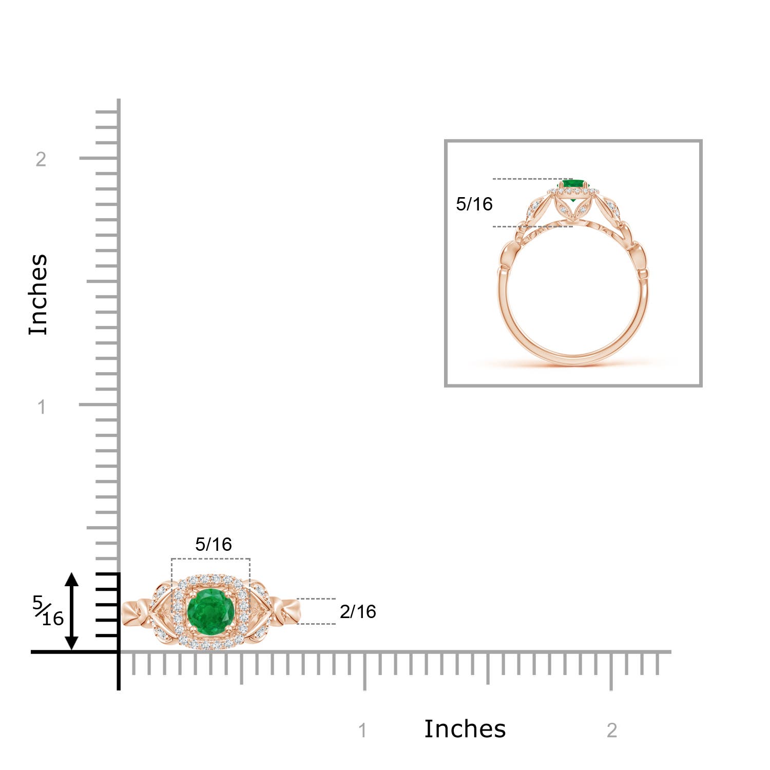 AA - Emerald / 0.42 CT / 14 KT Rose Gold