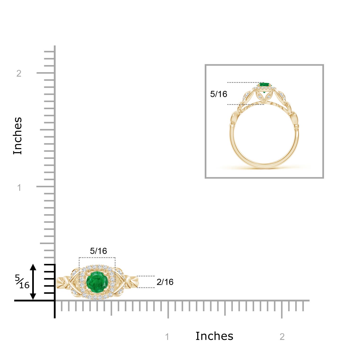 AA - Emerald / 0.42 CT / 14 KT Yellow Gold