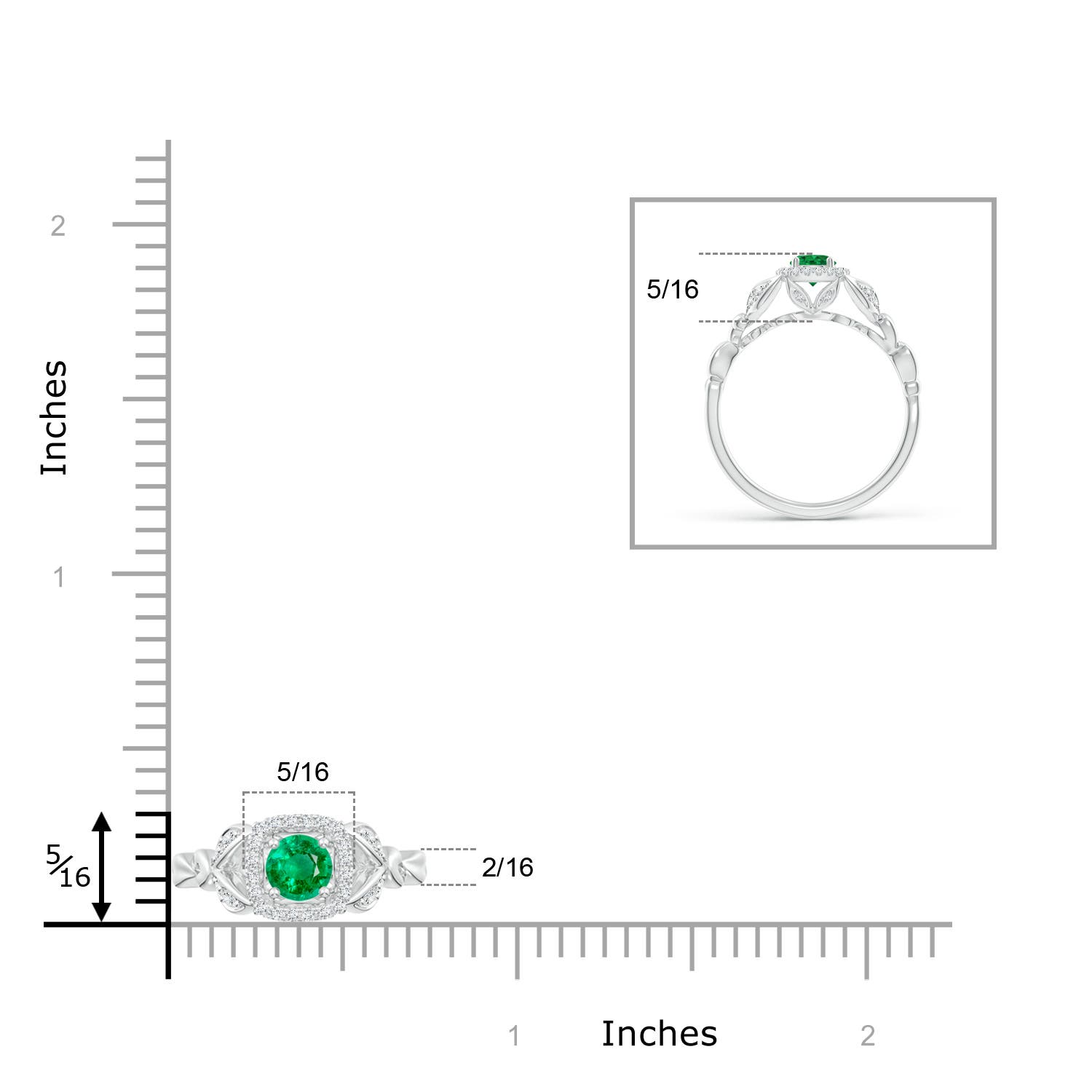 AAA - Emerald / 0.42 CT / 14 KT White Gold