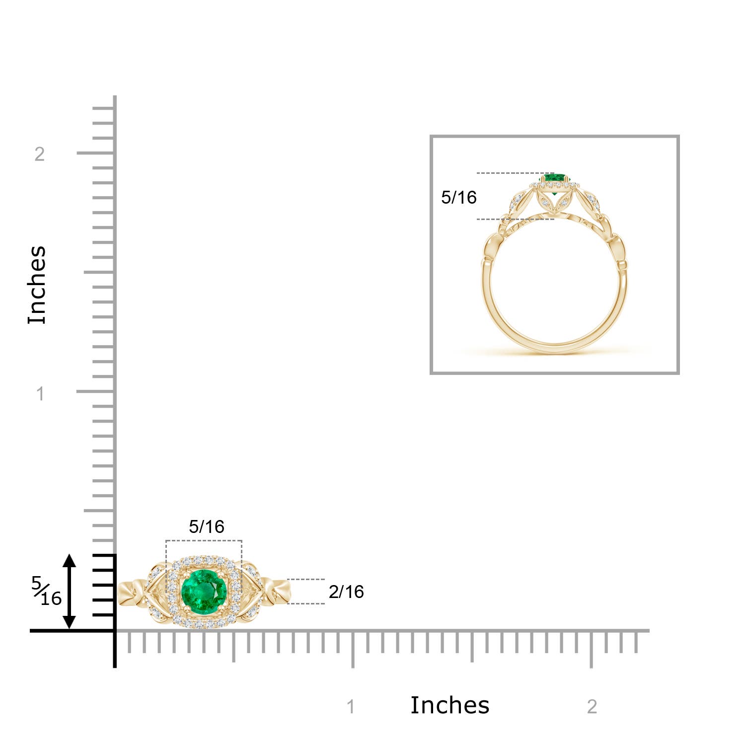 AAA - Emerald / 0.42 CT / 14 KT Yellow Gold