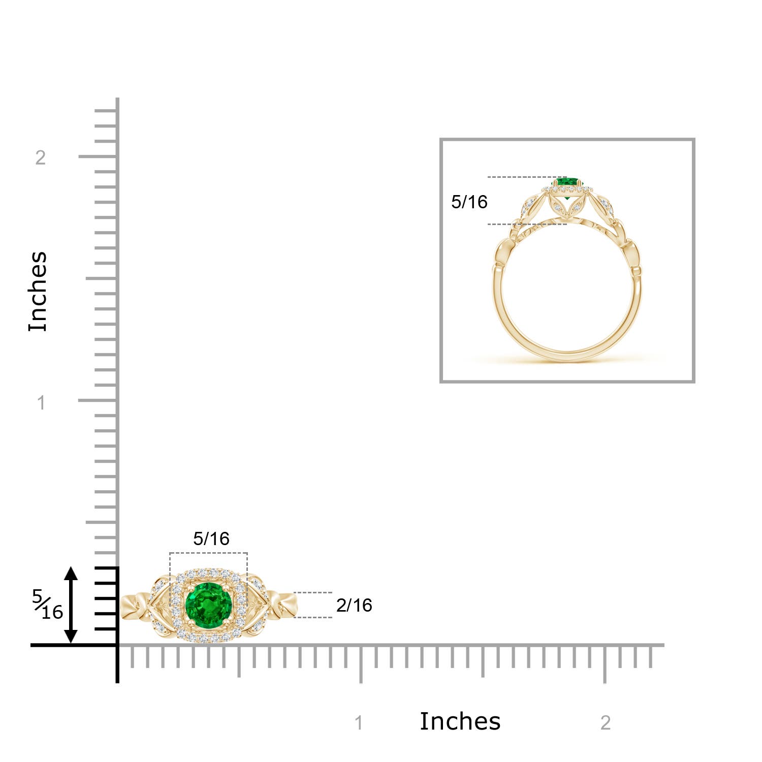 AAAA - Emerald / 0.42 CT / 14 KT Yellow Gold