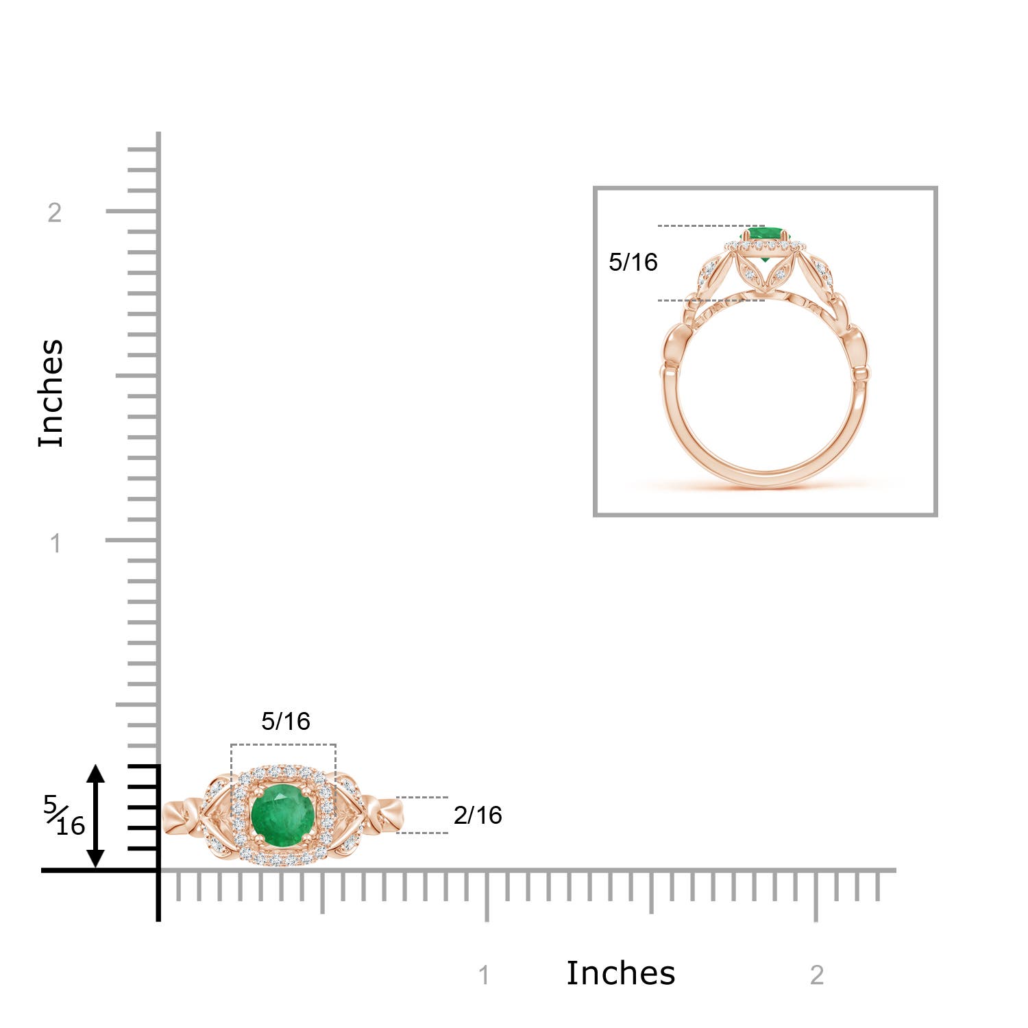 A - Emerald / 0.68 CT / 14 KT Rose Gold