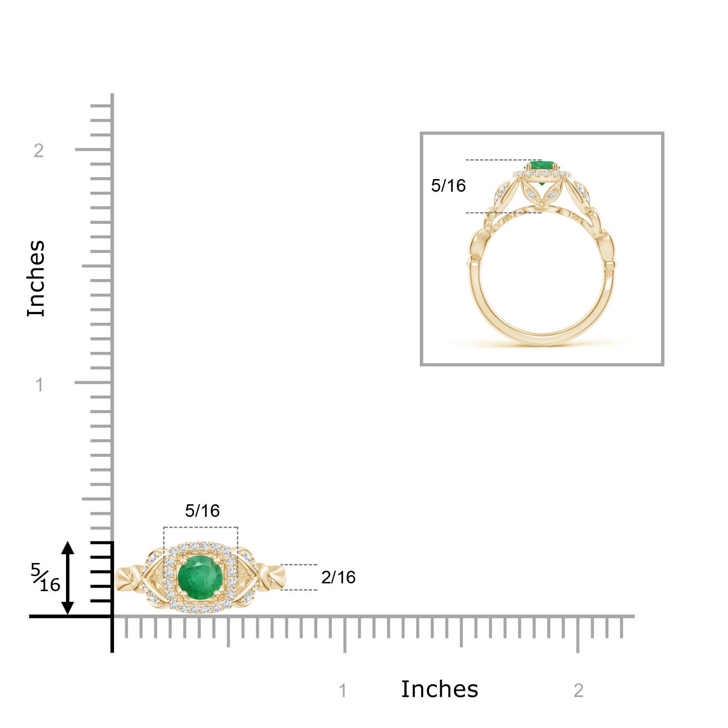 A - Emerald / 0.68 CT / 14 KT Yellow Gold