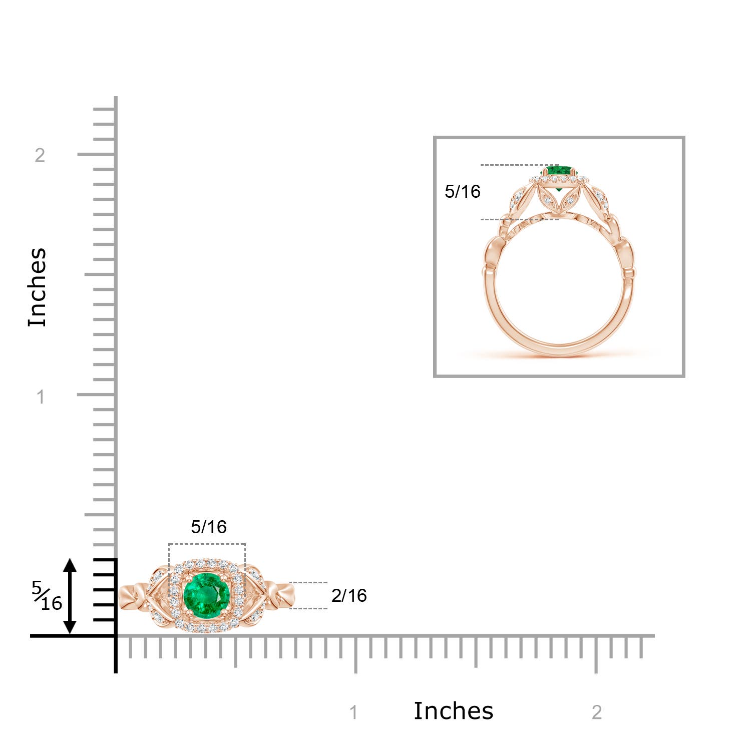 AAA - Emerald / 0.68 CT / 14 KT Rose Gold