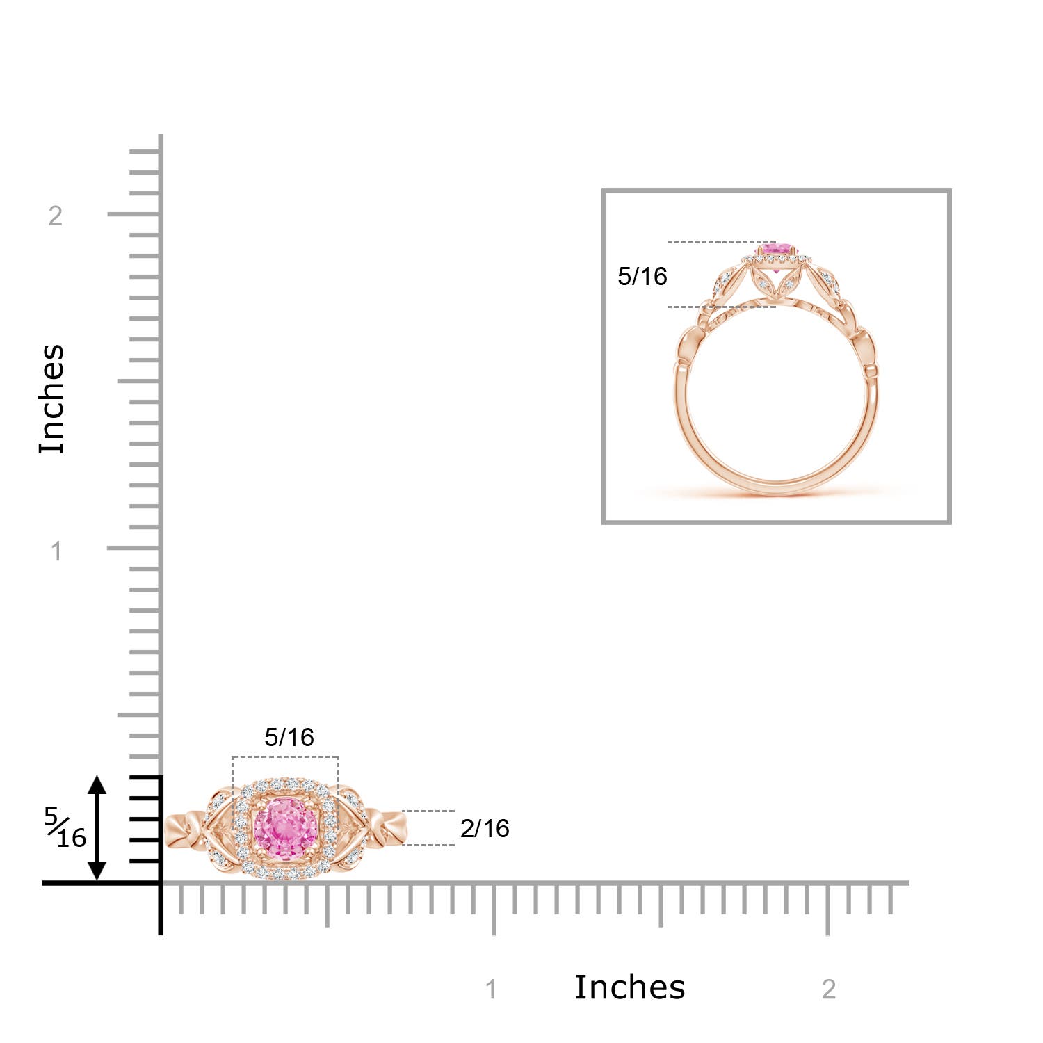 A - Pink Sapphire / 0.5 CT / 14 KT Rose Gold