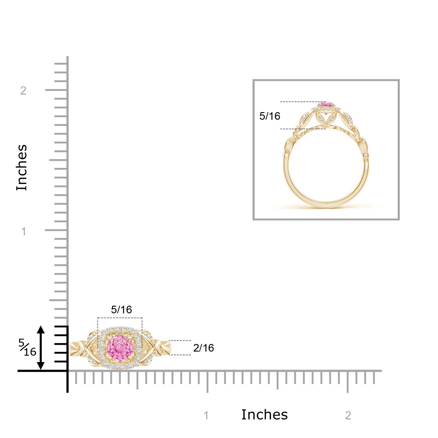 A - Pink Sapphire / 0.5 CT / 14 KT Yellow Gold