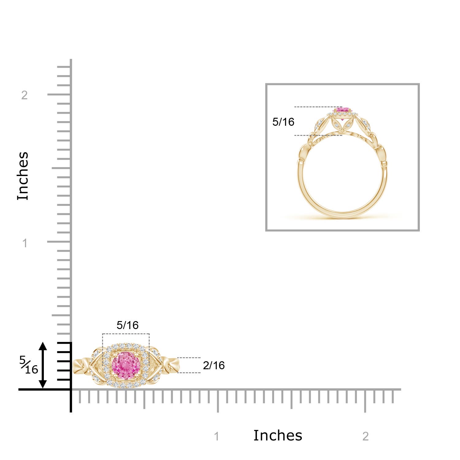 AA - Pink Sapphire / 0.5 CT / 14 KT Yellow Gold