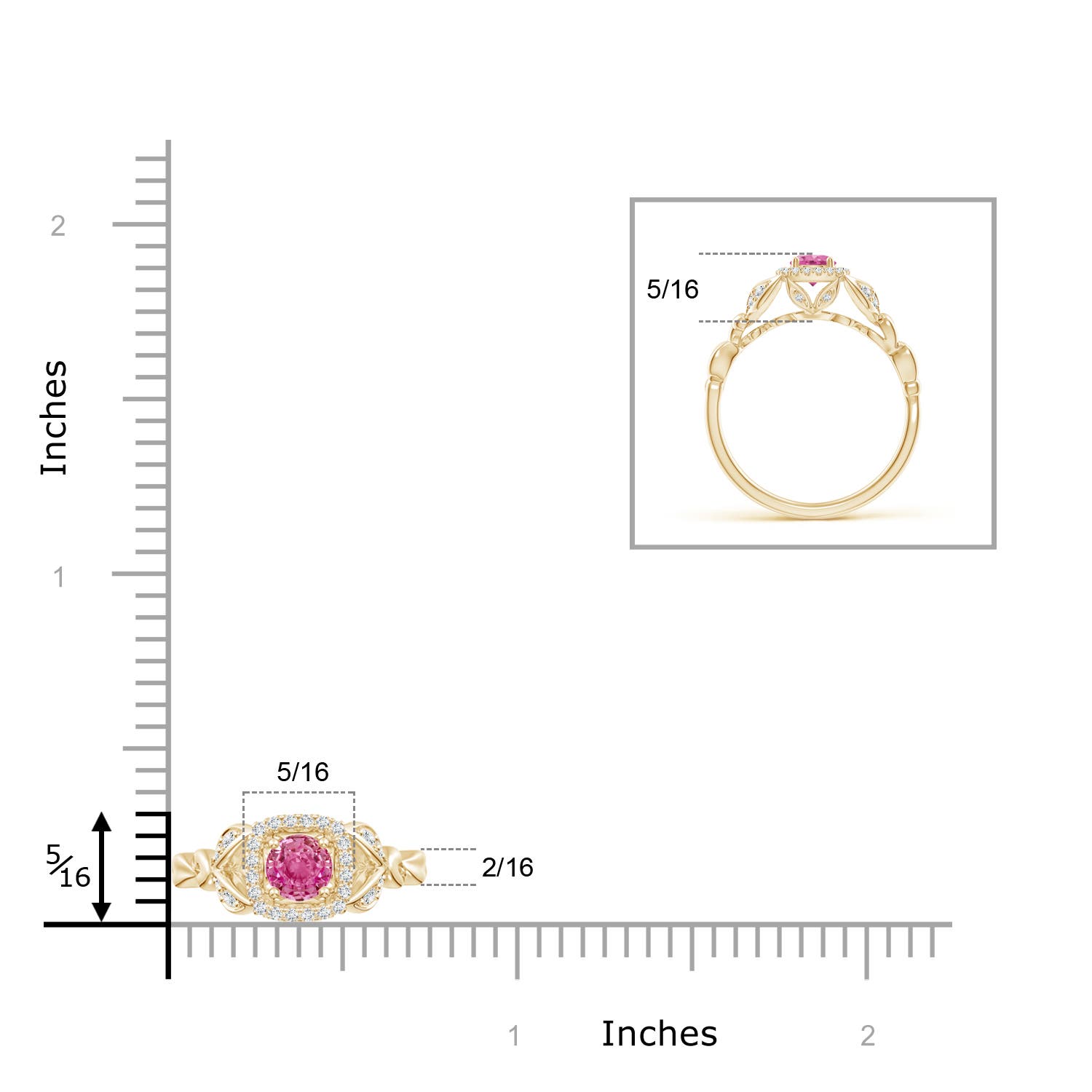 AAA - Pink Sapphire / 0.5 CT / 14 KT Yellow Gold