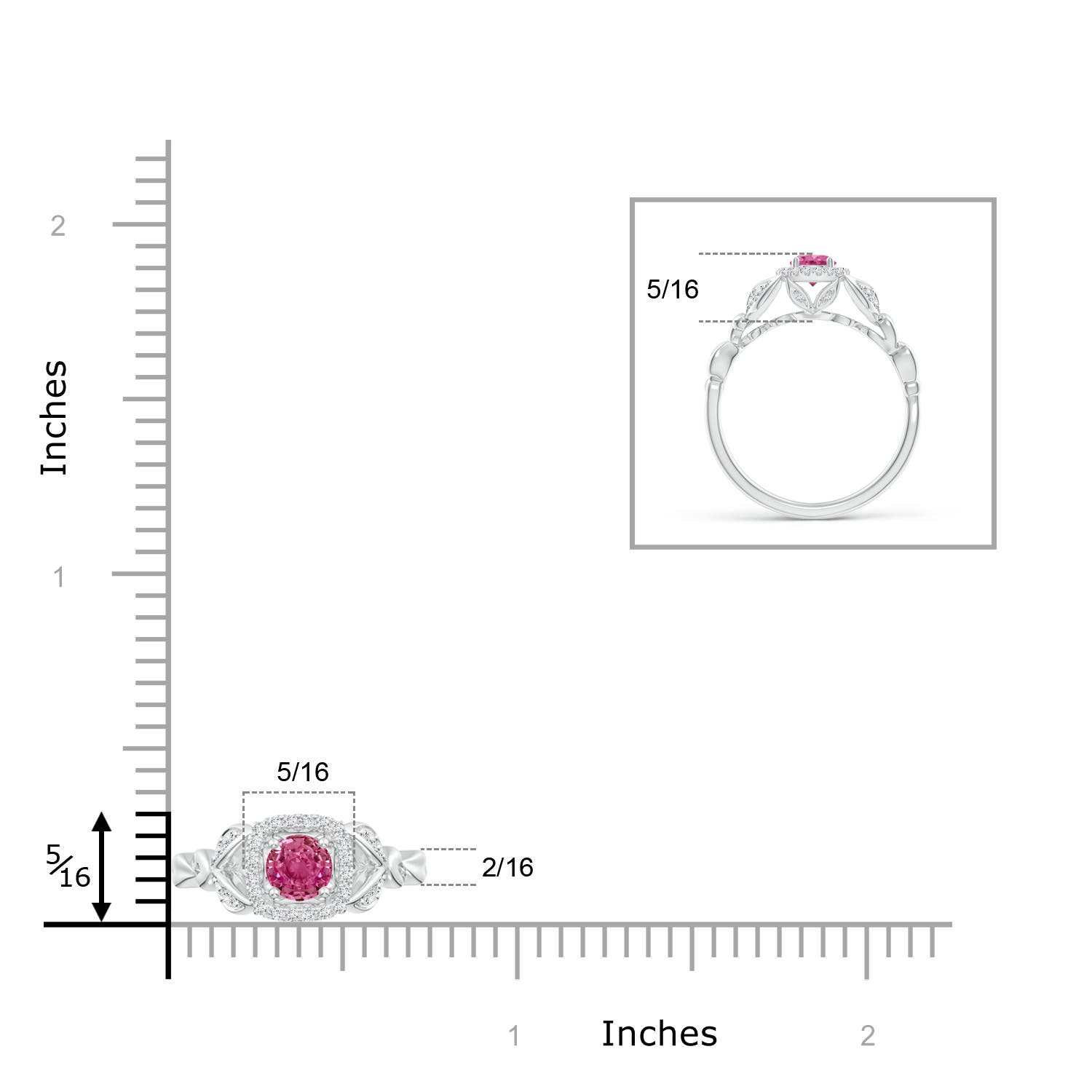 AAAA - Pink Sapphire / 0.5 CT / 14 KT White Gold