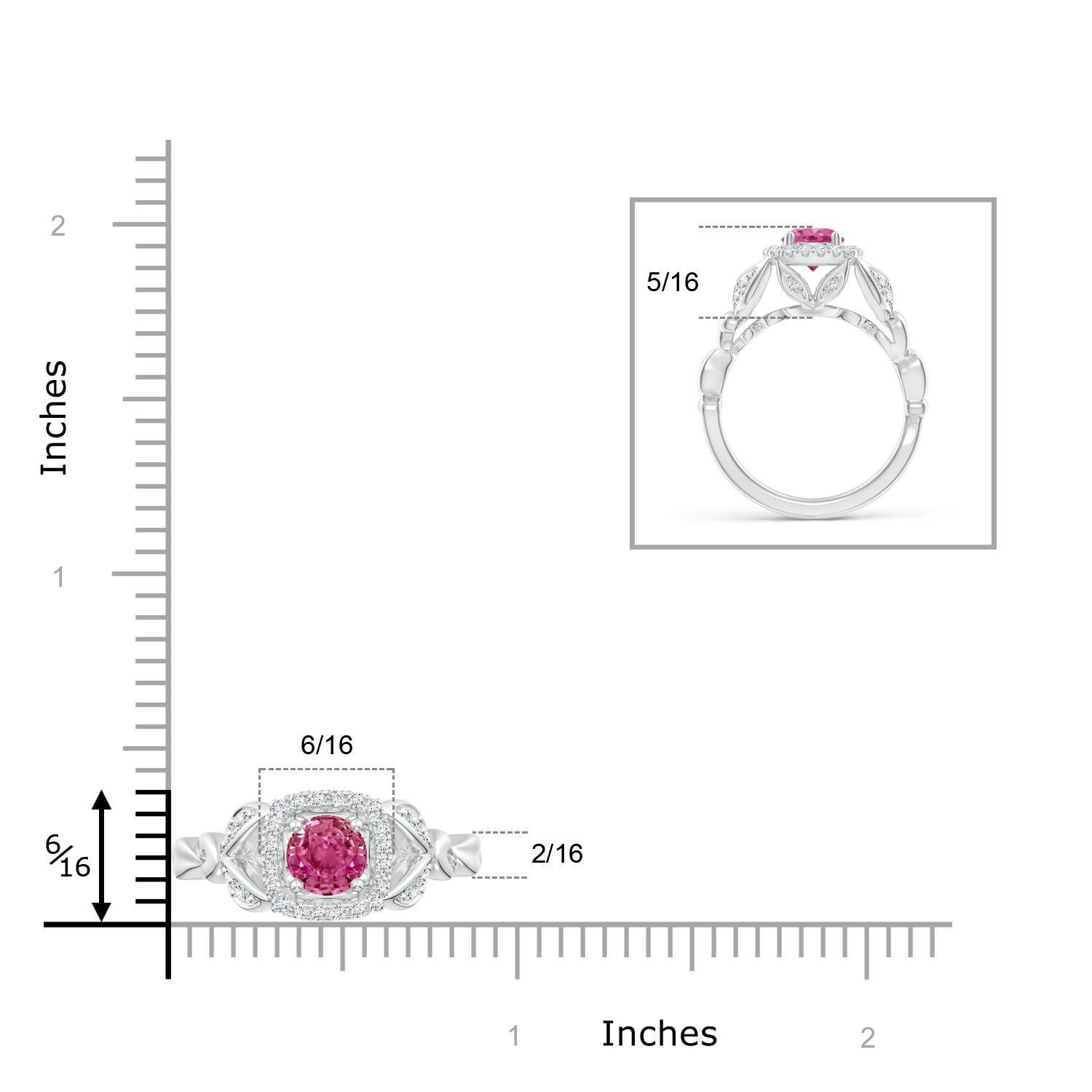 AAAA - Pink Sapphire / 1.32 CT / 14 KT White Gold