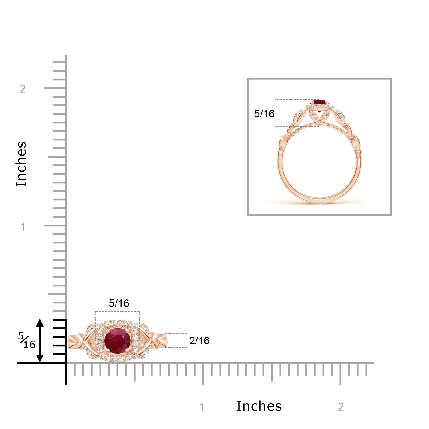 A - Ruby / 0.51 CT / 14 KT Rose Gold