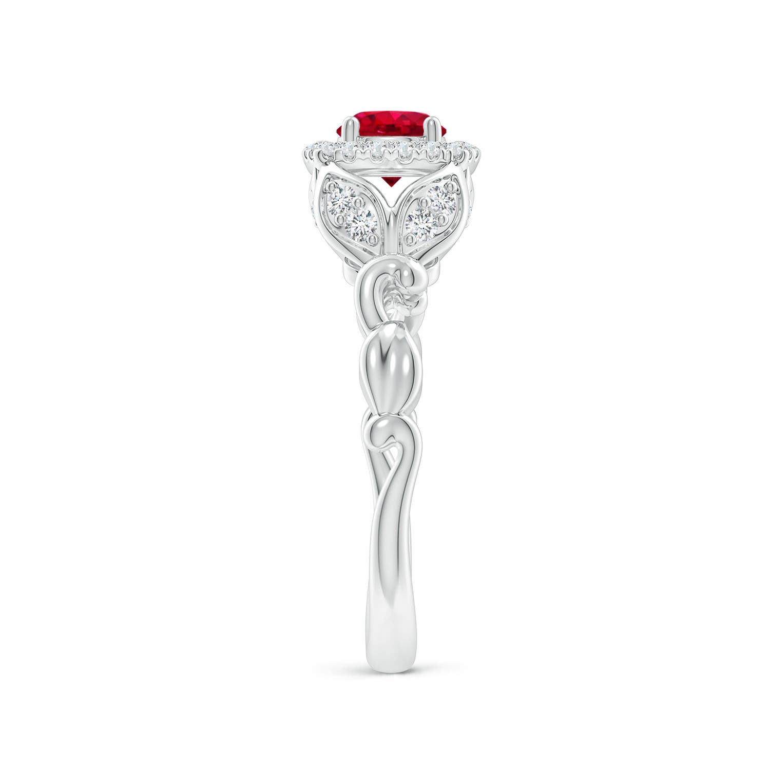 AAA - Ruby / 0.82 CT / 14 KT White Gold