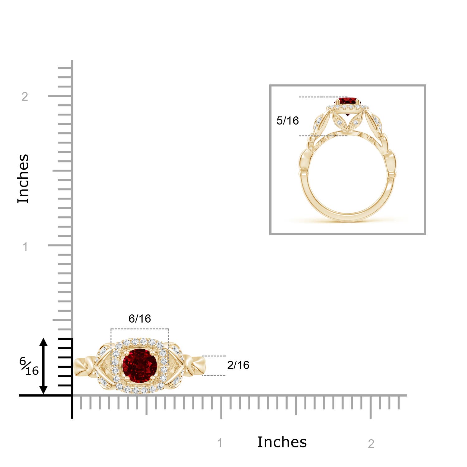 AAAA - Ruby / 1.32 CT / 14 KT Yellow Gold