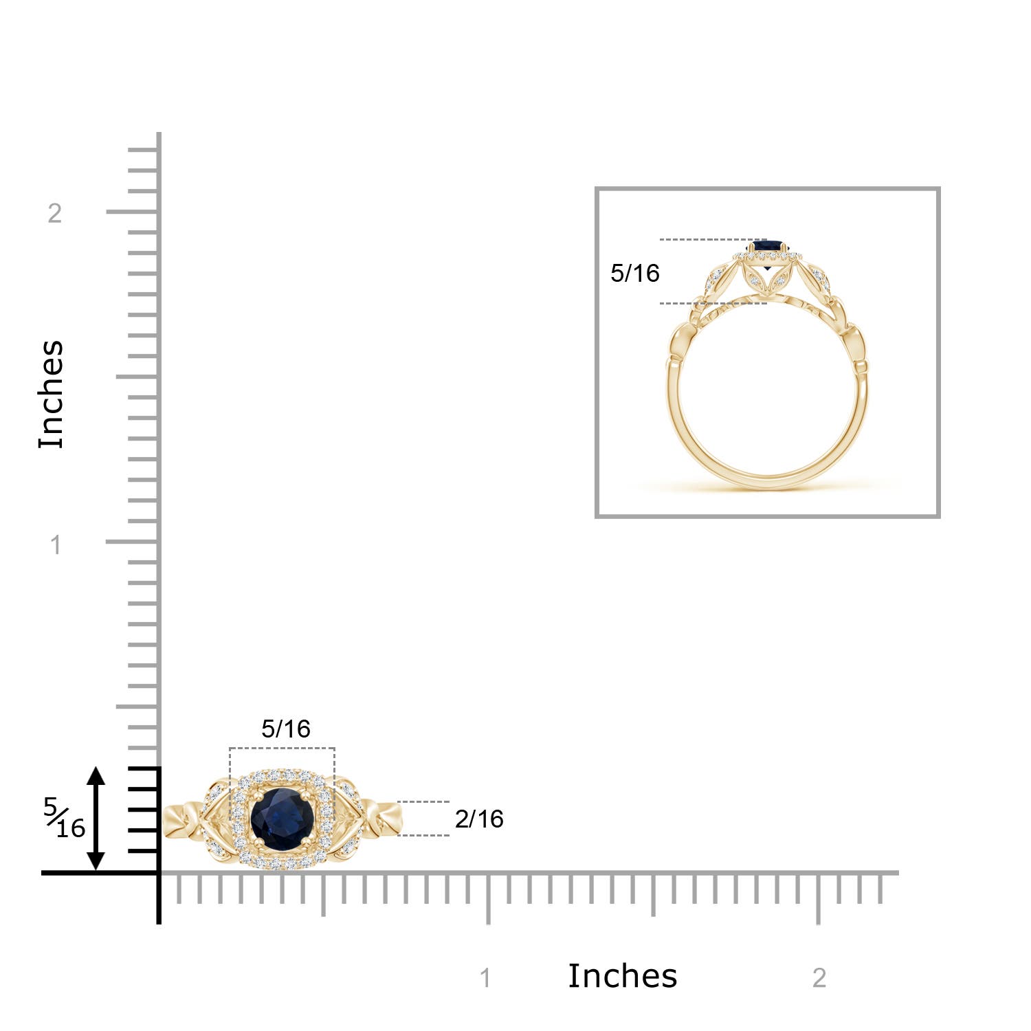 A - Blue Sapphire / 0.5 CT / 14 KT Yellow Gold