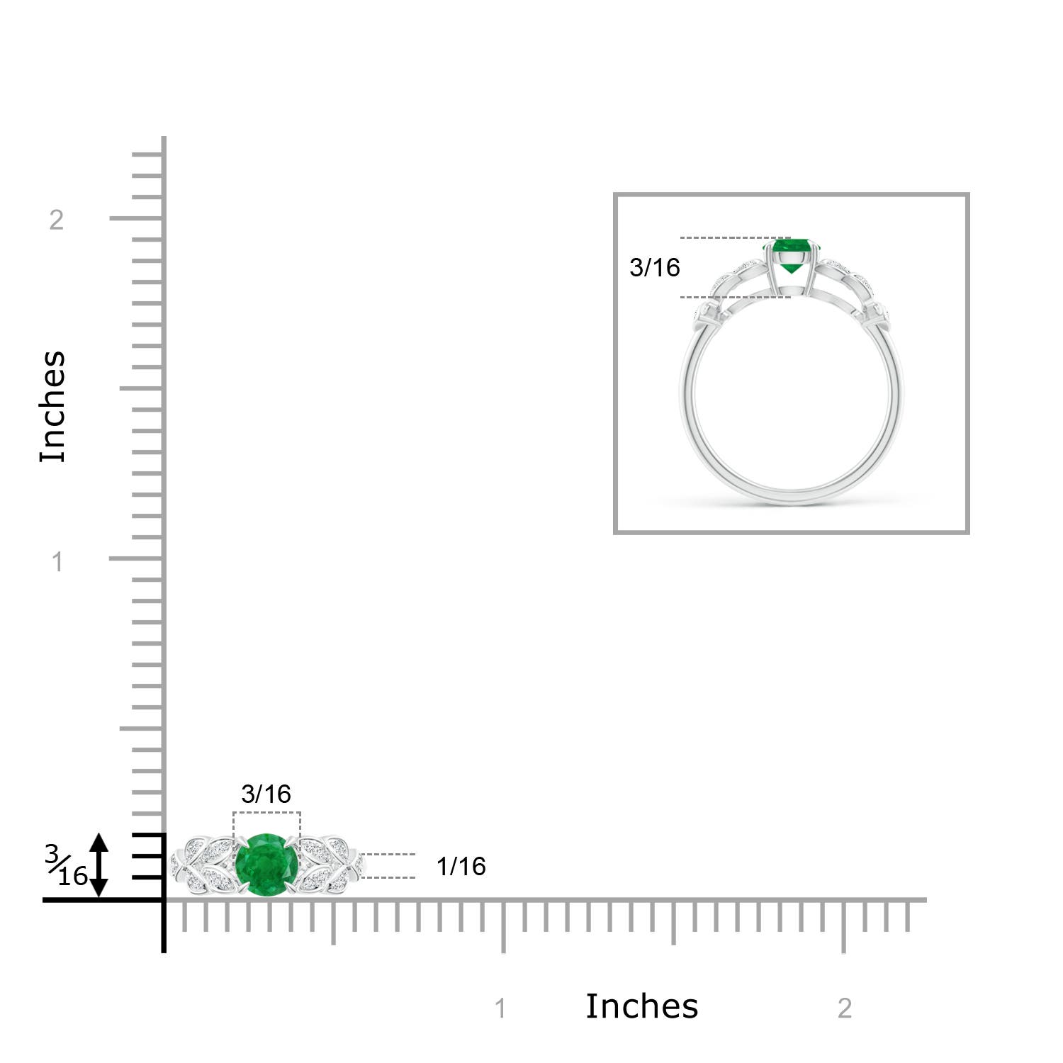 AA - Emerald / 0.56 CT / 14 KT White Gold