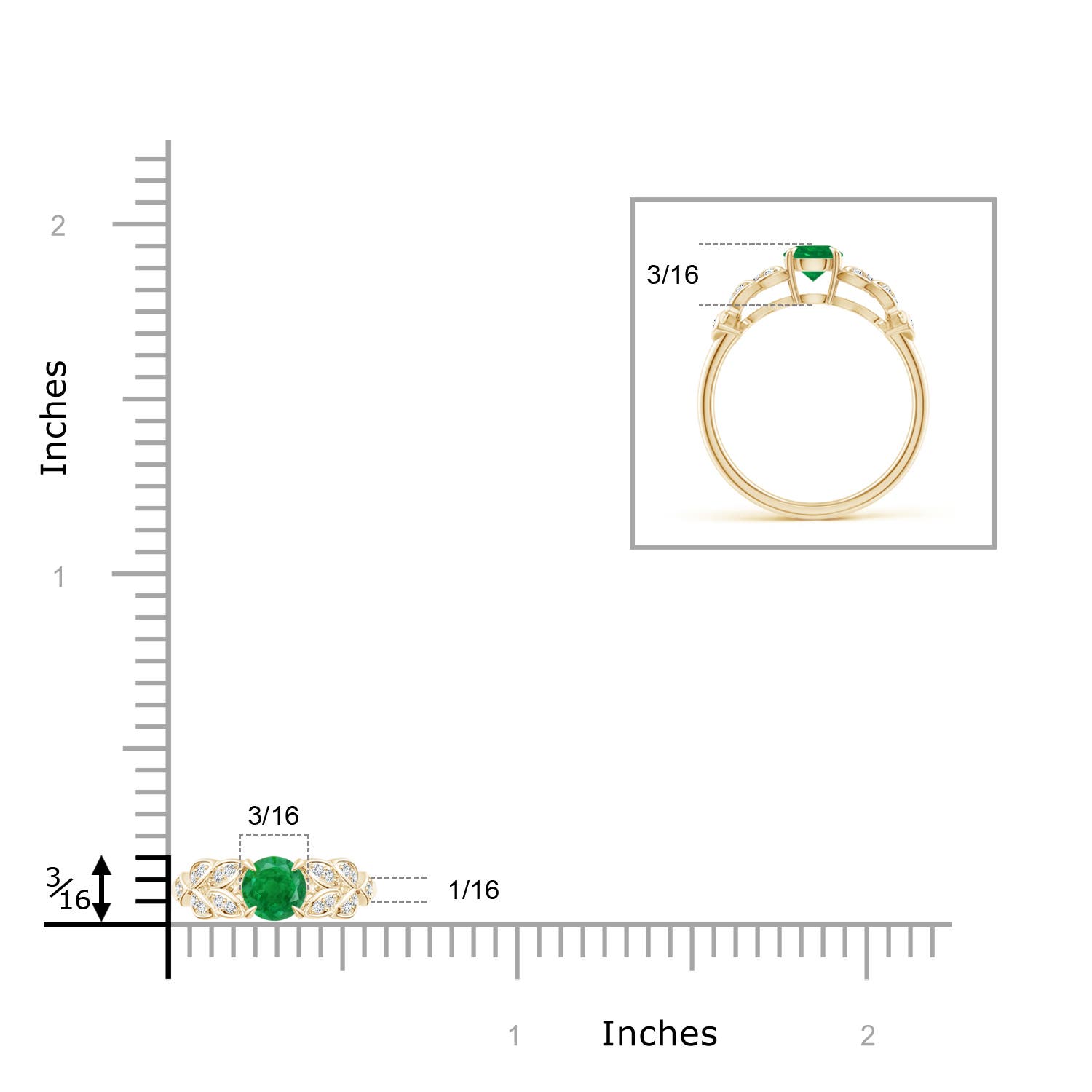 AA - Emerald / 0.56 CT / 14 KT Yellow Gold