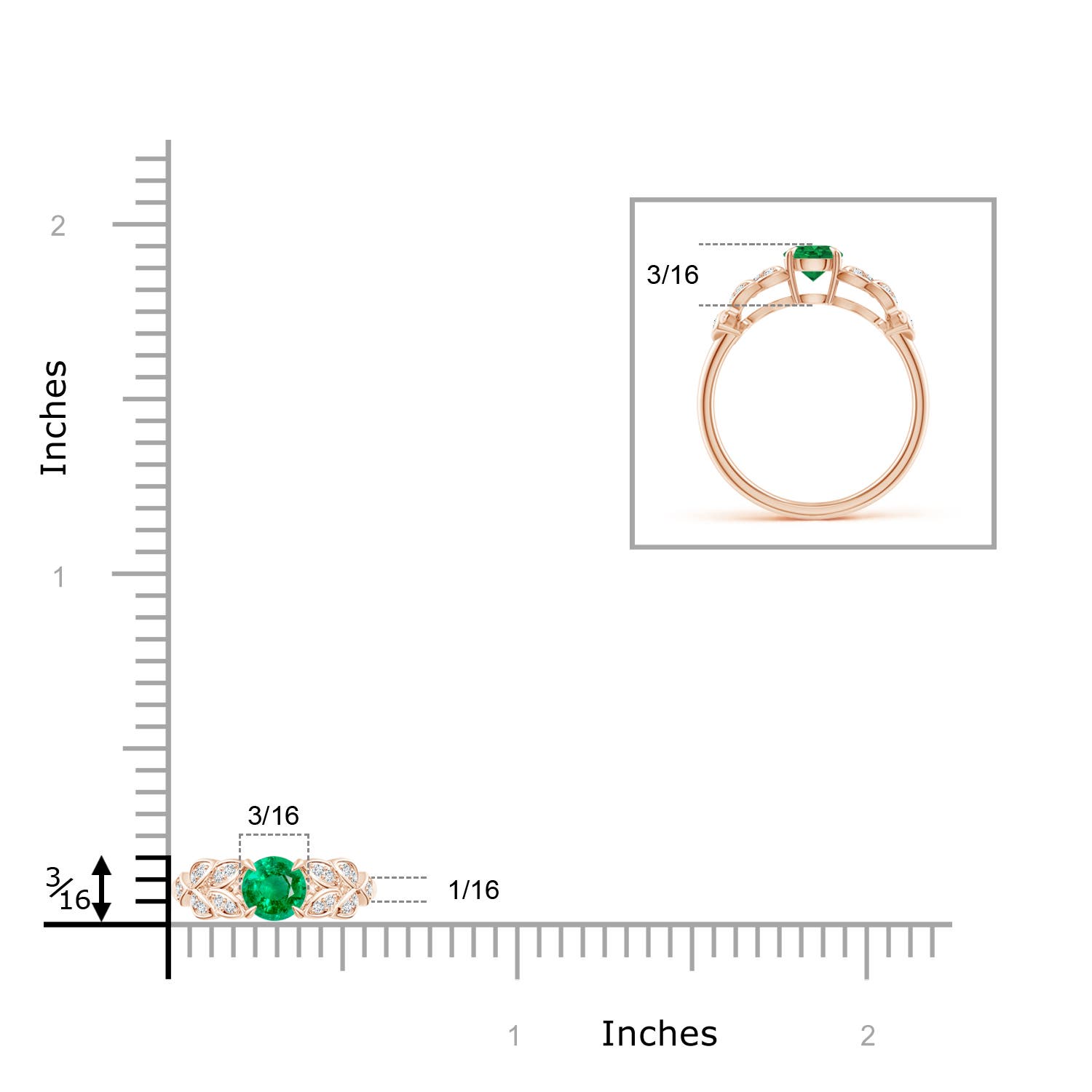 AAA - Emerald / 0.56 CT / 14 KT Rose Gold