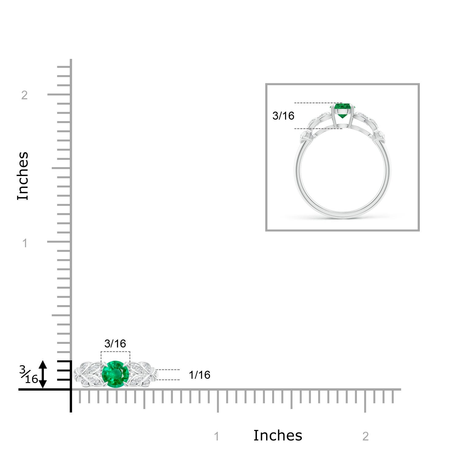 AAA - Emerald / 0.56 CT / 14 KT White Gold