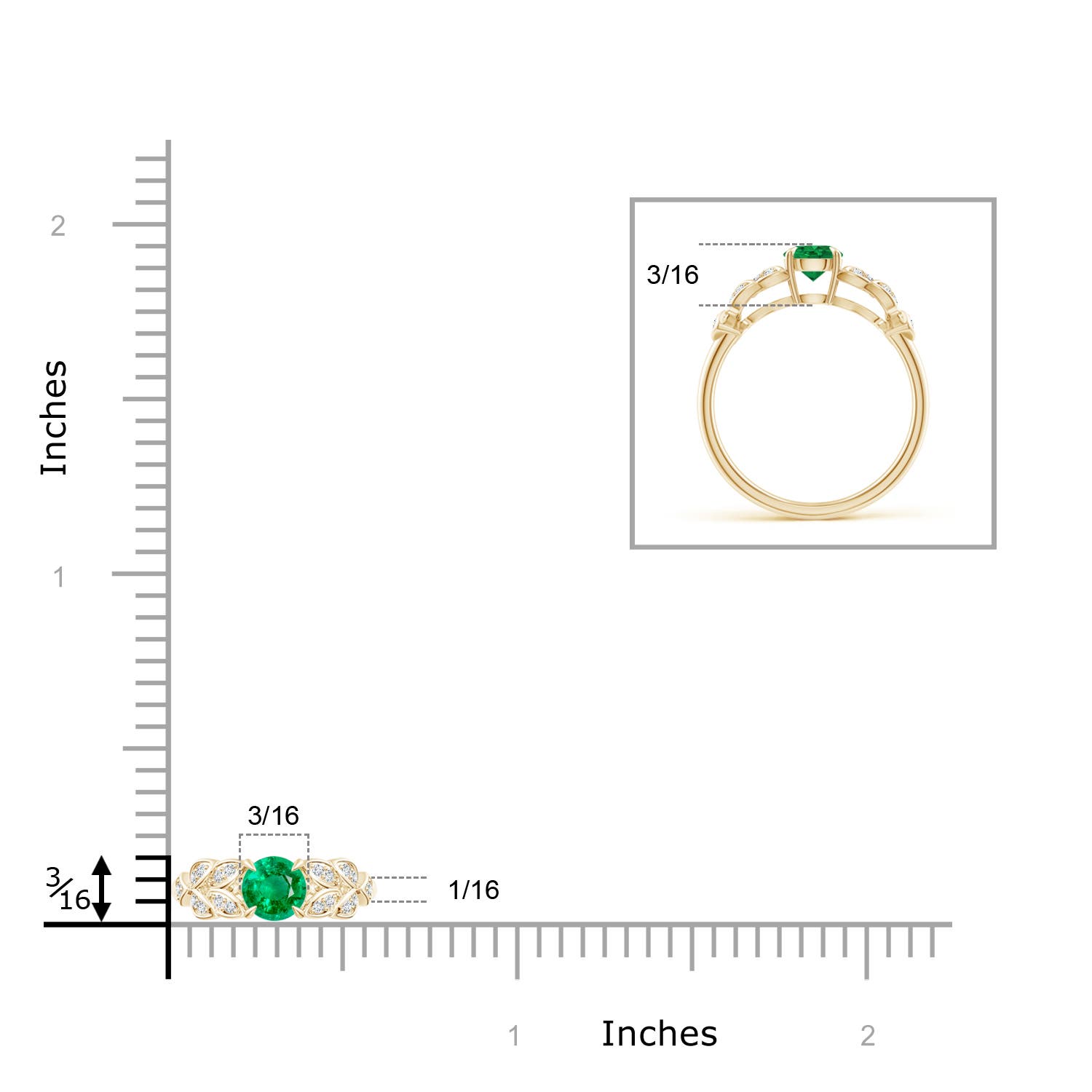 AAA - Emerald / 0.56 CT / 14 KT Yellow Gold