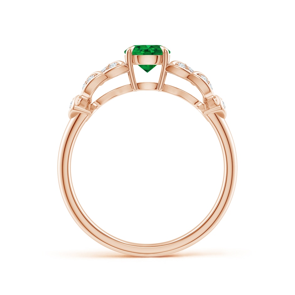 5mm Lab-Grown Nature Inspired Round Emerald Leaf Shank Ring in Rose Gold product image