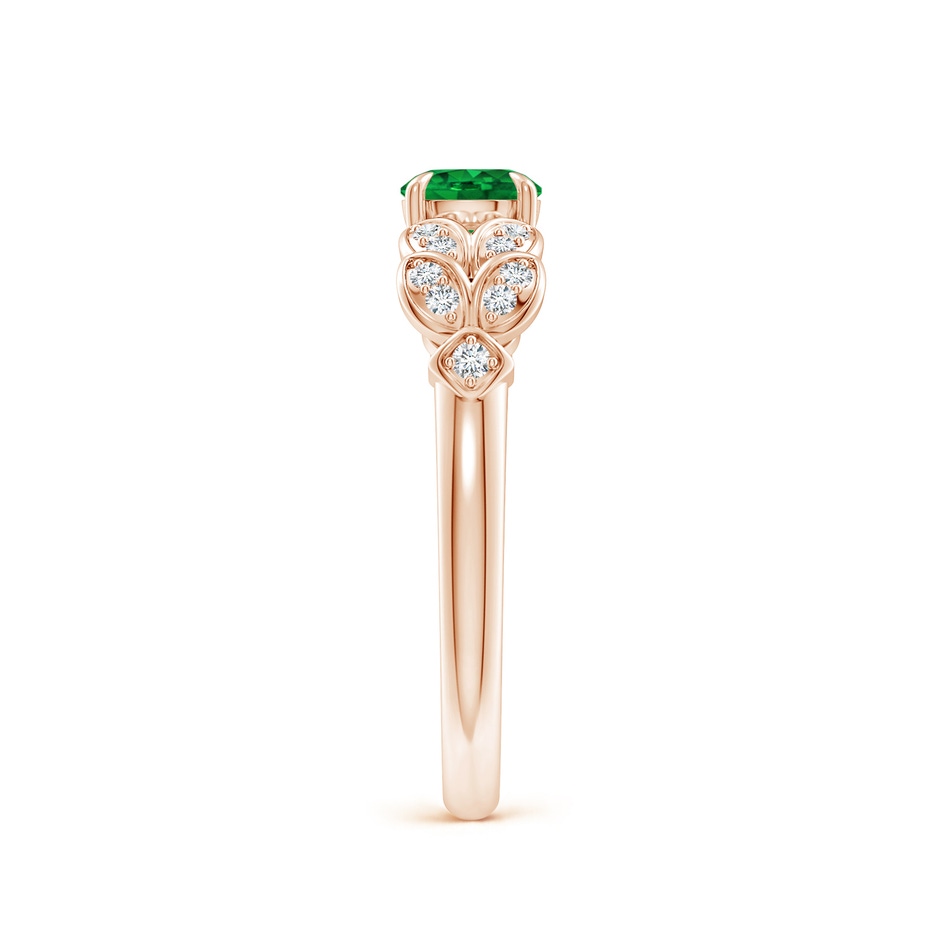 5mm Lab-Grown Nature Inspired Round Emerald Leaf Shank Ring in Rose Gold product image