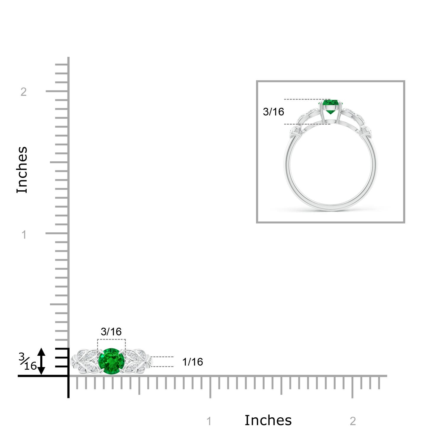 AAAA - Emerald / 0.56 CT / 14 KT White Gold