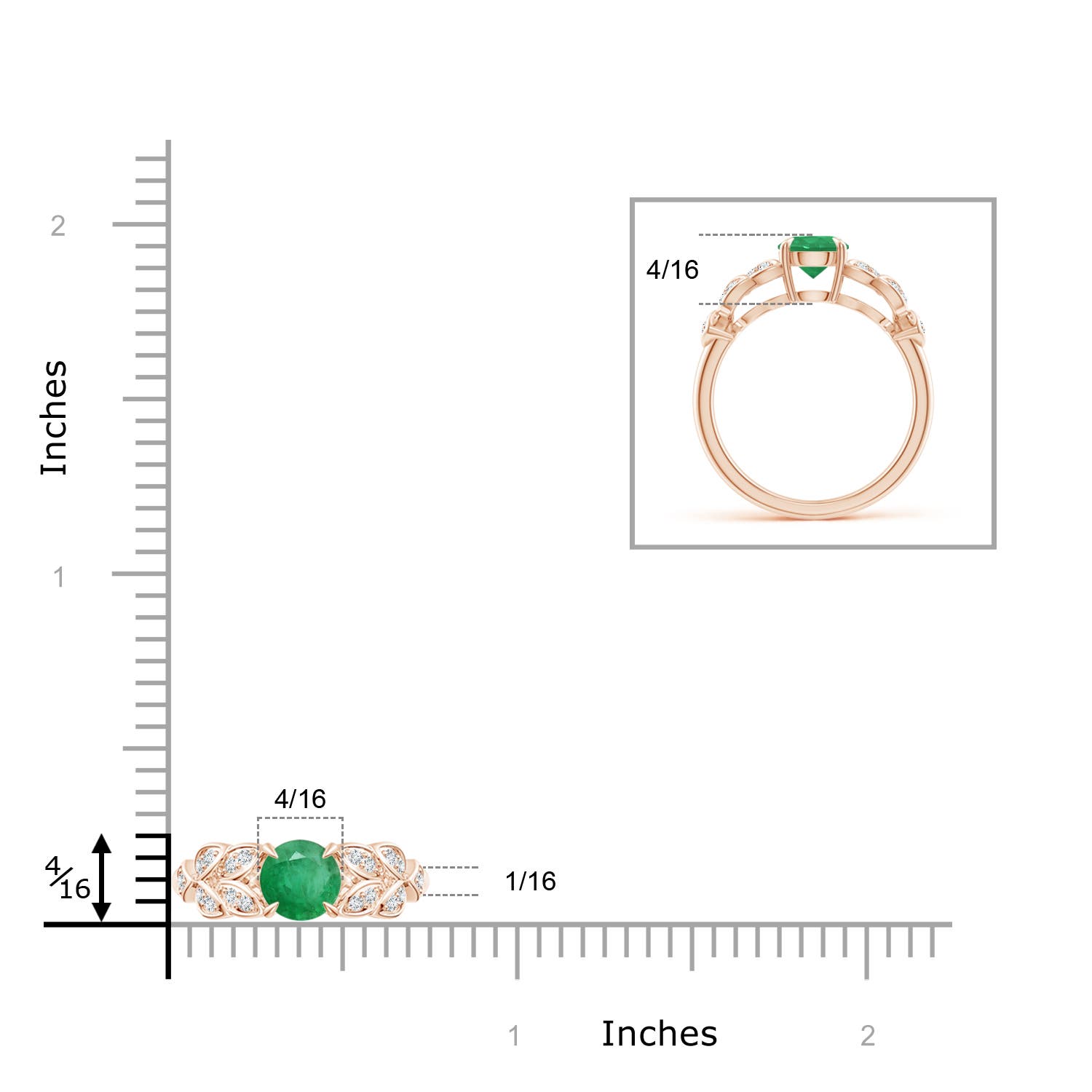 A - Emerald / 0.92 CT / 14 KT Rose Gold