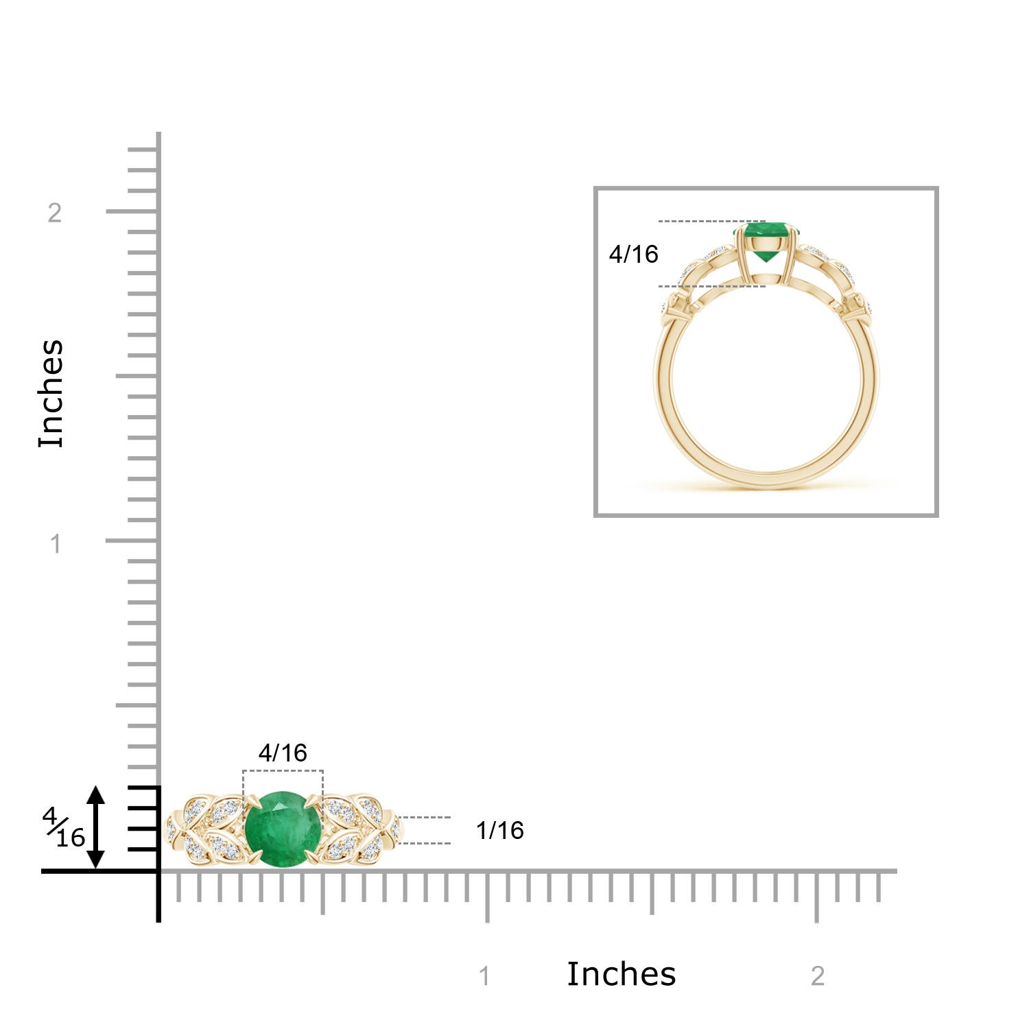 A - Emerald / 0.92 CT / 14 KT Yellow Gold