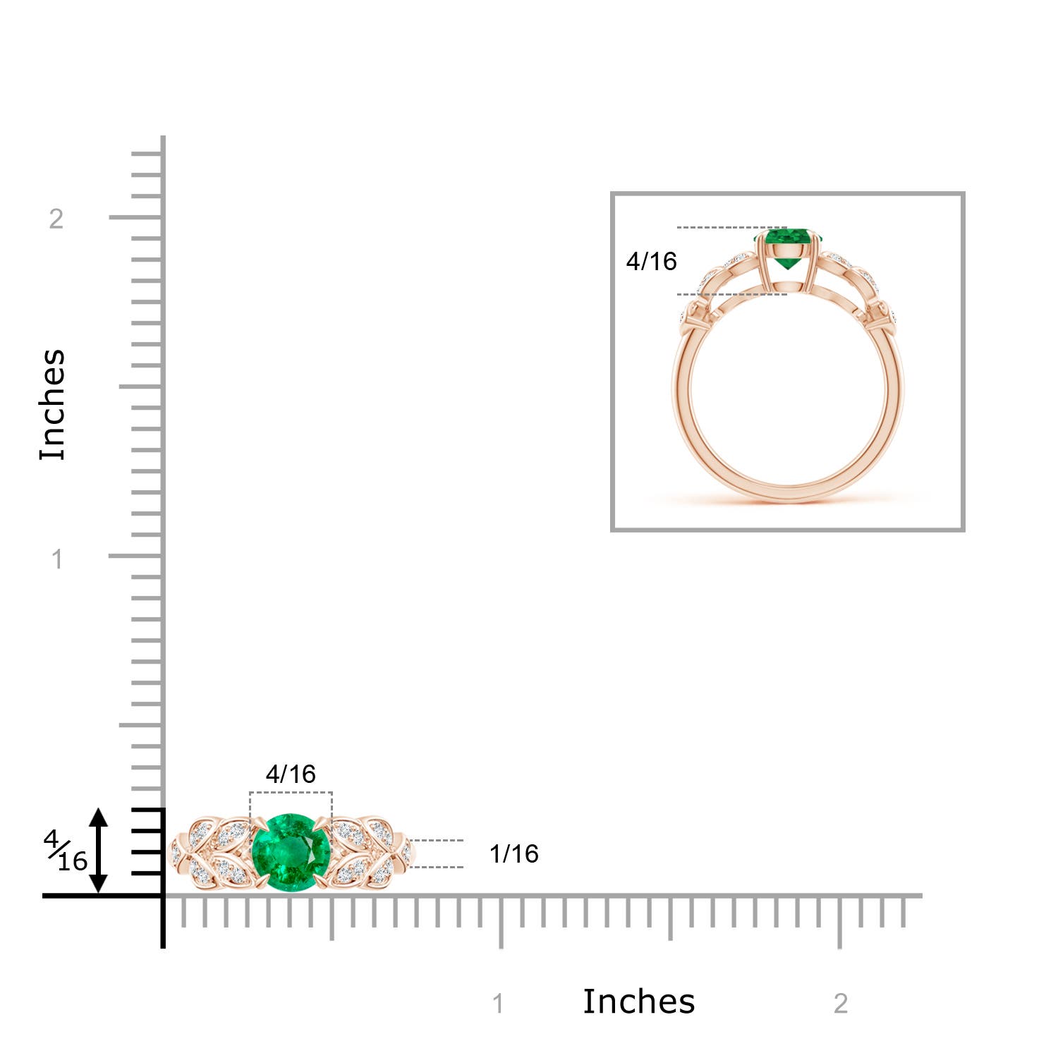 AAA - Emerald / 0.92 CT / 14 KT Rose Gold