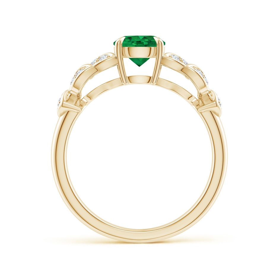 6mm AAA Nature Inspired Round Emerald Leaf Shank Ring in Yellow Gold product image