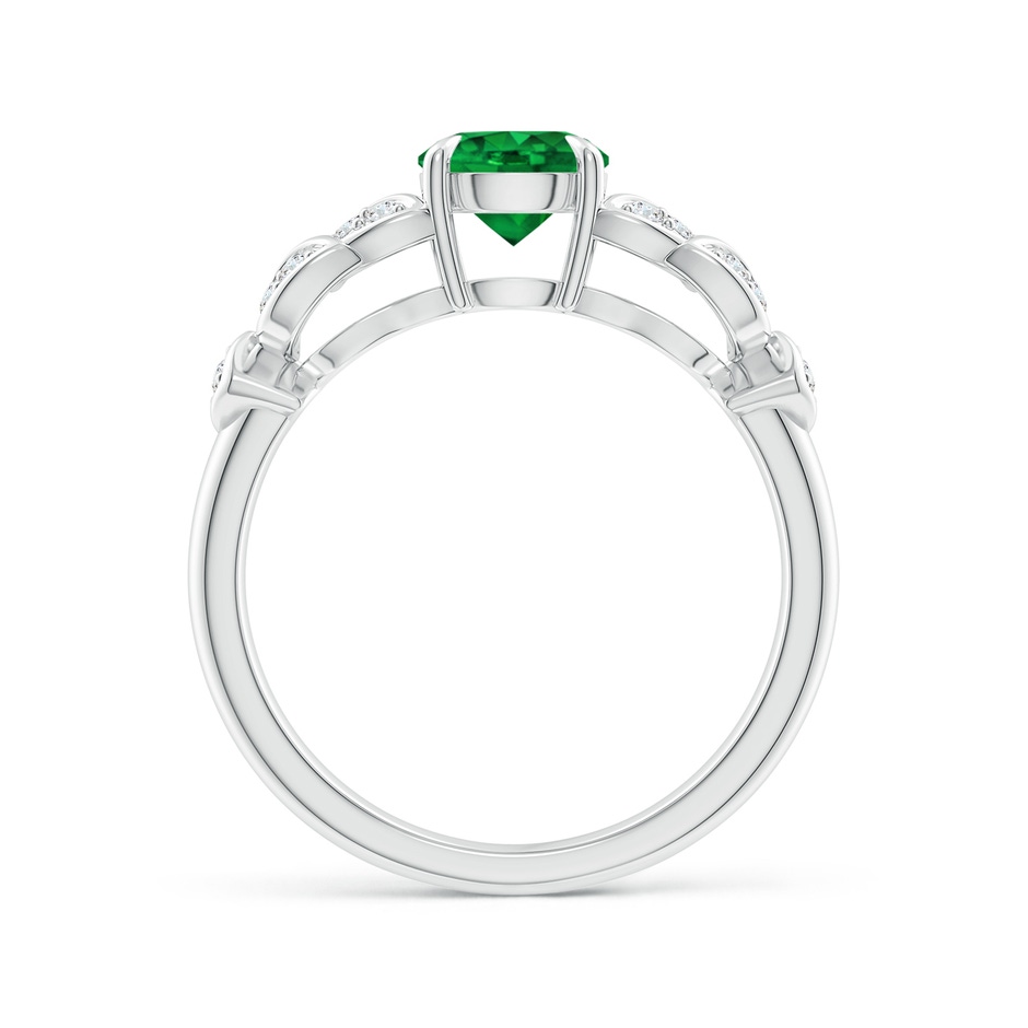 6mm Lab-Grown Nature Inspired Round Emerald Leaf Shank Ring in P950 Platinum product image