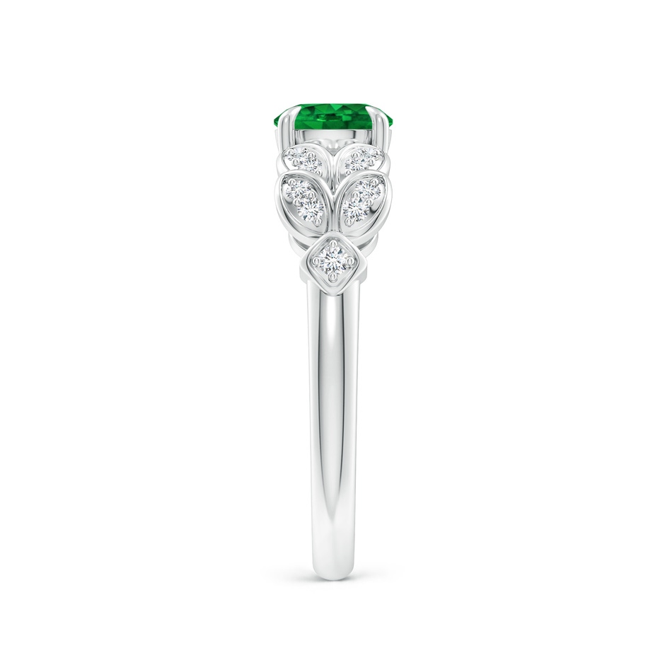6mm Lab-Grown Nature Inspired Round Emerald Leaf Shank Ring in P950 Platinum product image