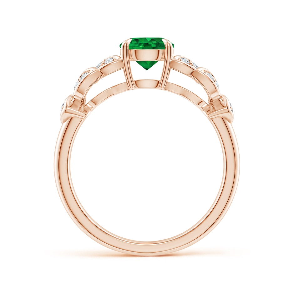 6mm Lab-Grown Nature Inspired Round Emerald Leaf Shank Ring in Rose Gold product image