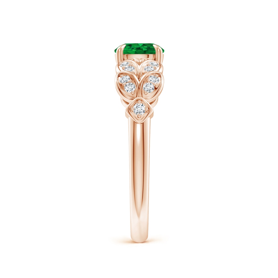 6mm Lab-Grown Nature Inspired Round Emerald Leaf Shank Ring in Rose Gold product image