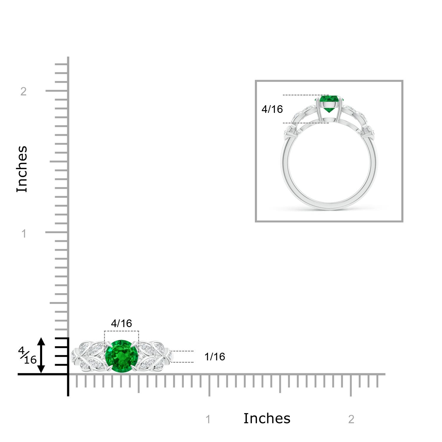 AAAA - Emerald / 0.92 CT / 14 KT White Gold