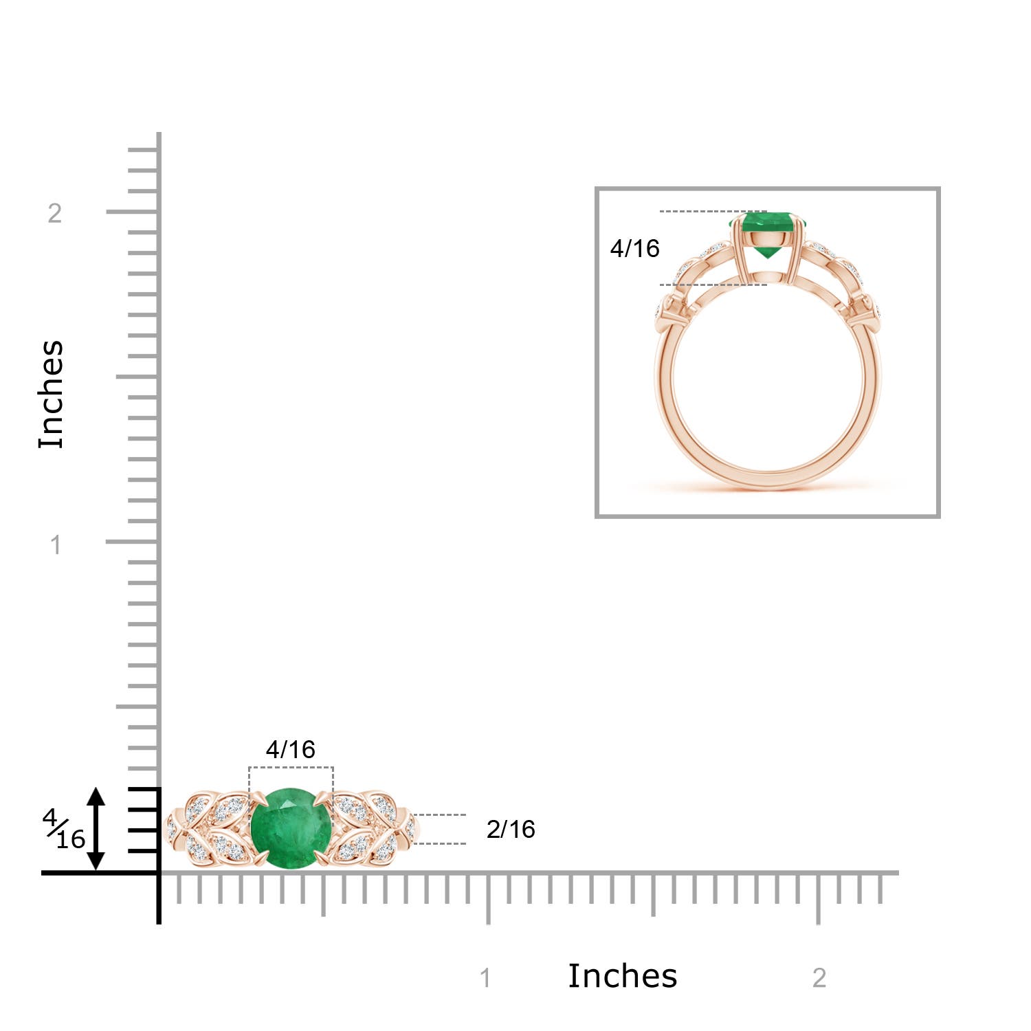 A - Emerald / 1.42 CT / 14 KT Rose Gold