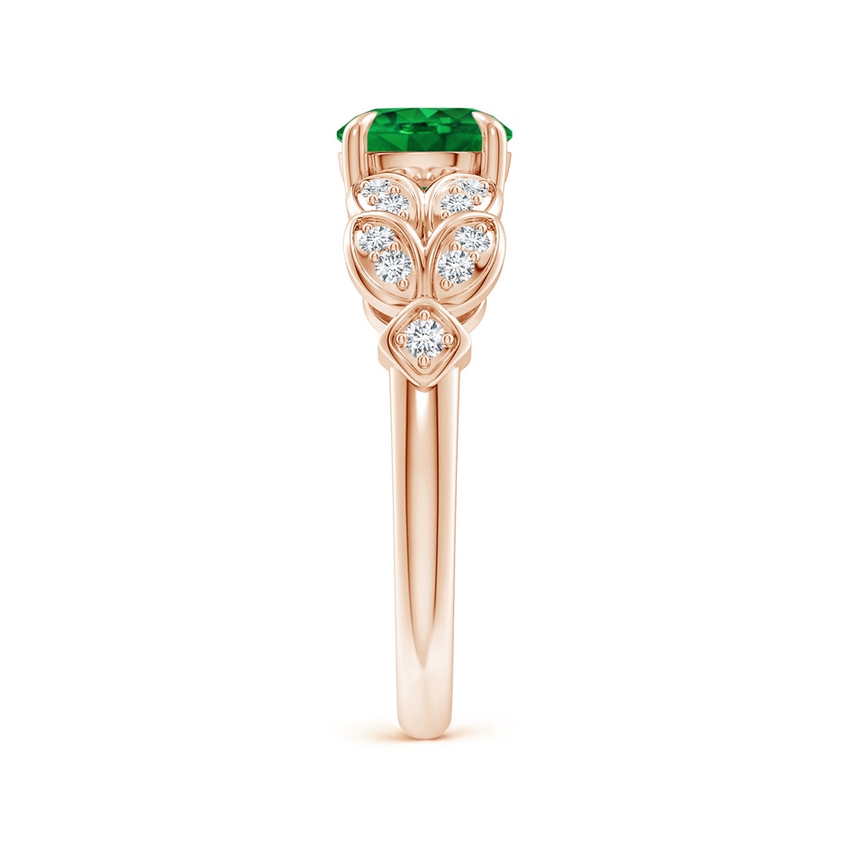 7mm Lab-Grown Nature Inspired Round Emerald Leaf Shank Ring in Rose Gold product image