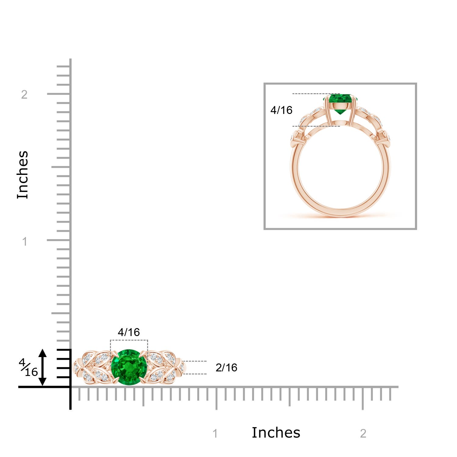 AAAA - Emerald / 1.42 CT / 14 KT Rose Gold