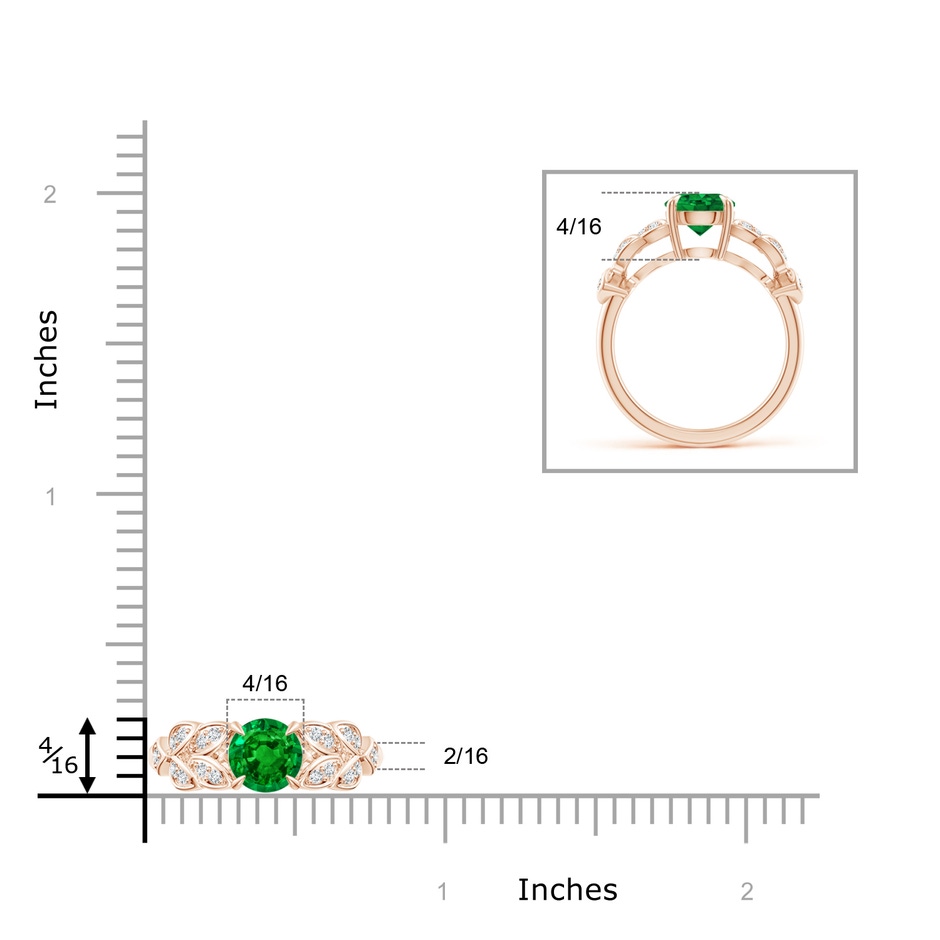 7mm Lab-Grown Nature Inspired Round Emerald Leaf Shank Ring in Rose Gold product image