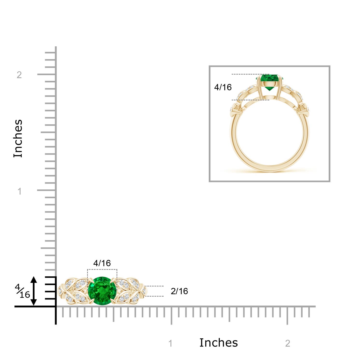 AAAA - Emerald / 1.42 CT / 14 KT Yellow Gold