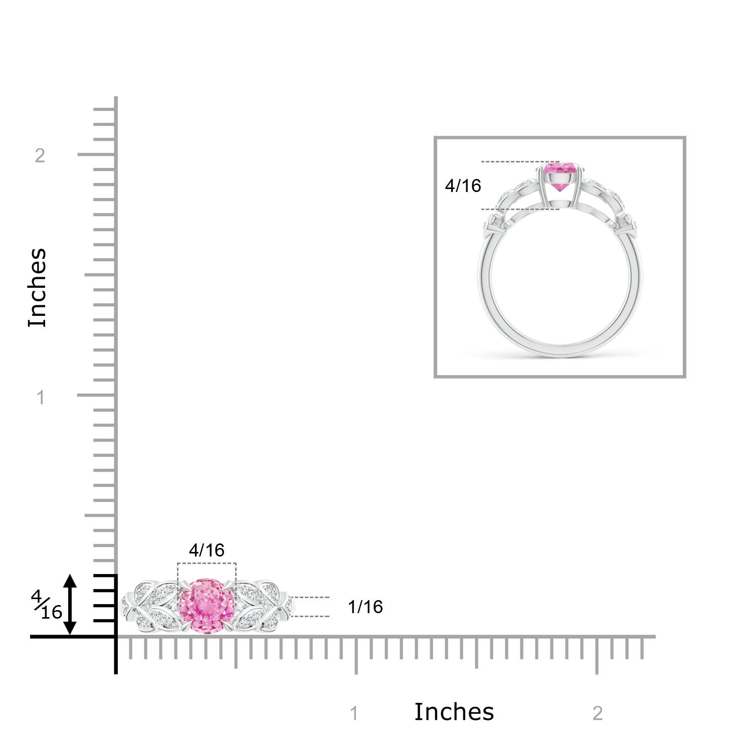 A - Pink Sapphire / 1.17 CT / 14 KT White Gold