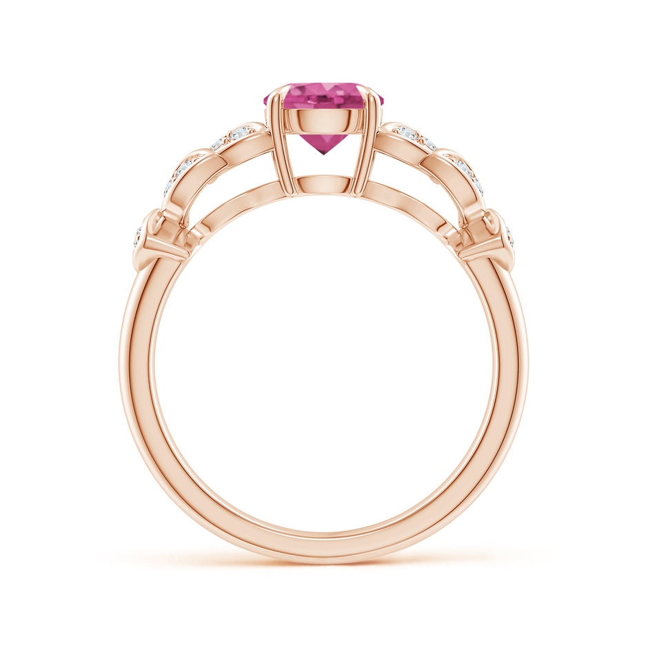 6mm AAAA Nature Inspired Round Pink Sapphire Leaf Shank Ring in Rose Gold product image