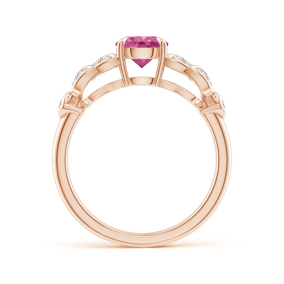 6mm AAAA Nature Inspired Round Pink Sapphire Leaf Shank Ring in Rose Gold Product Image