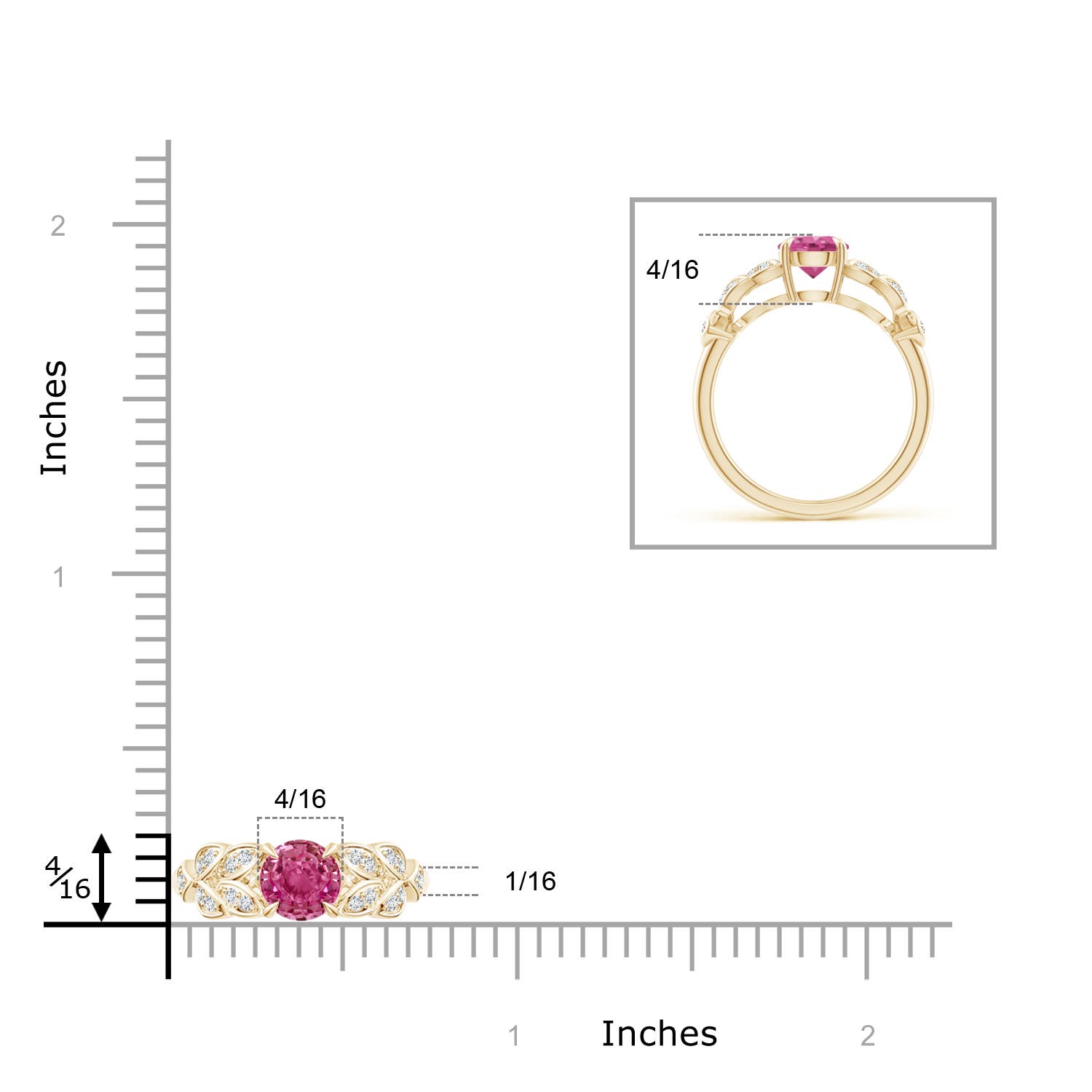 AAAA - Pink Sapphire / 1.17 CT / 14 KT Yellow Gold