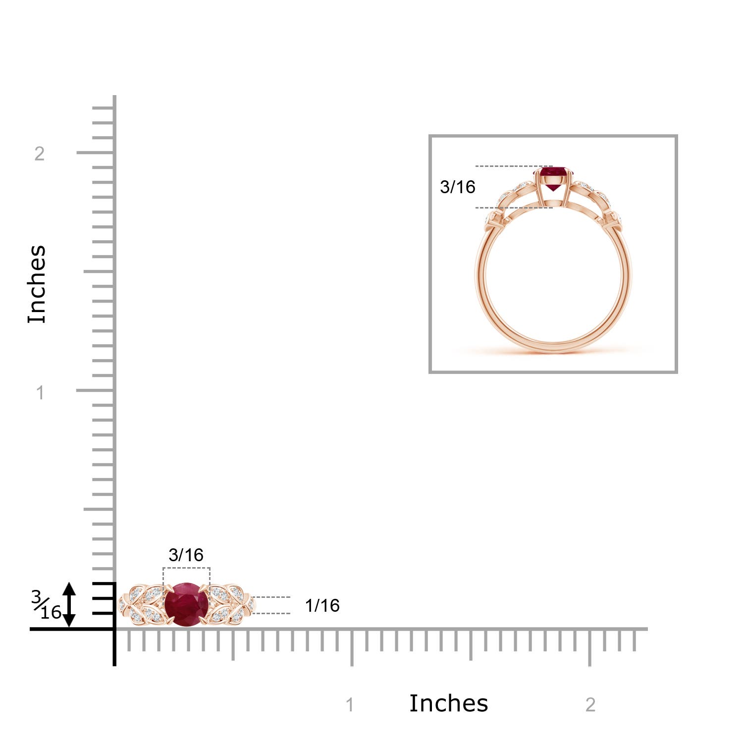 A - Ruby / 0.71 CT / 14 KT Rose Gold