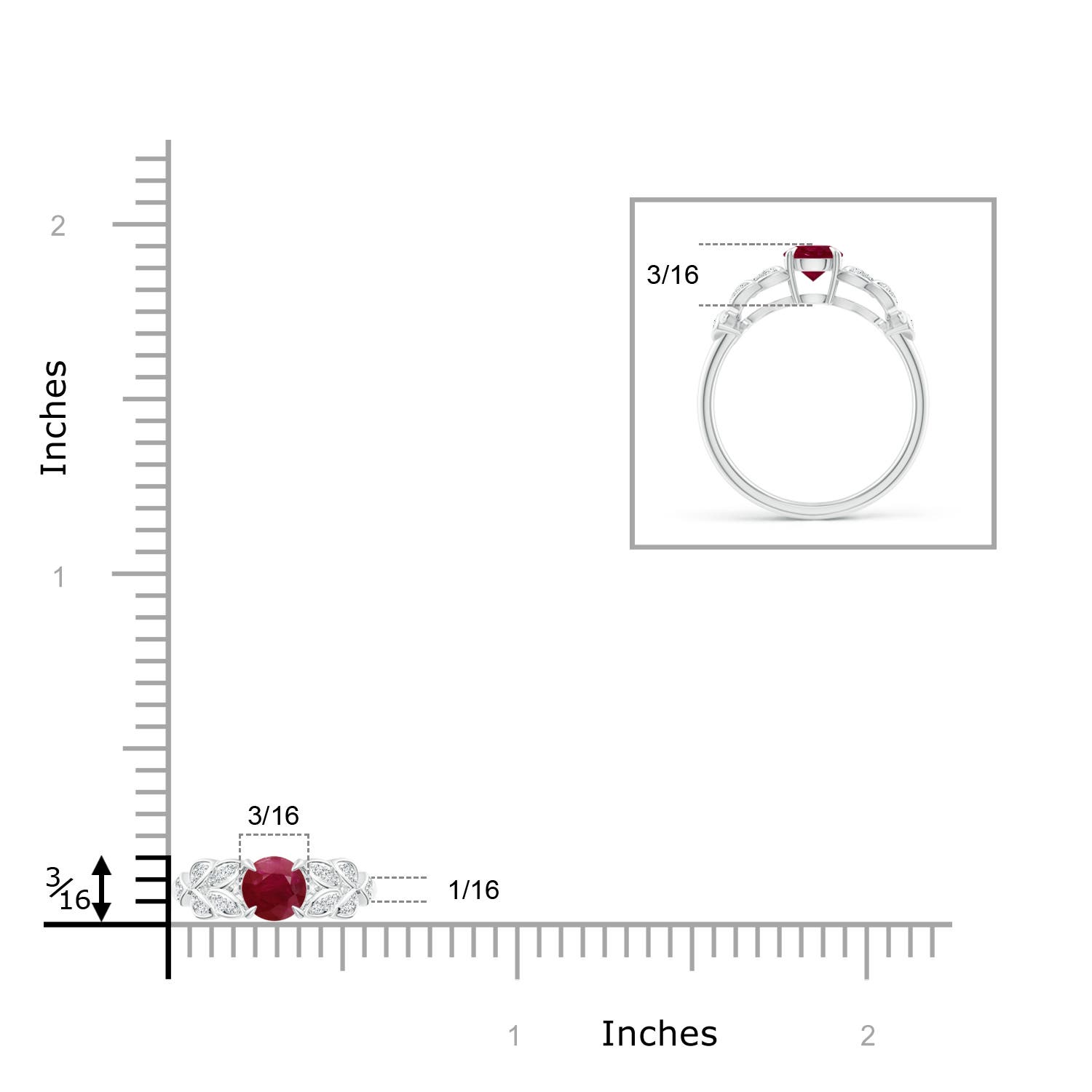 A - Ruby / 0.71 CT / 14 KT White Gold