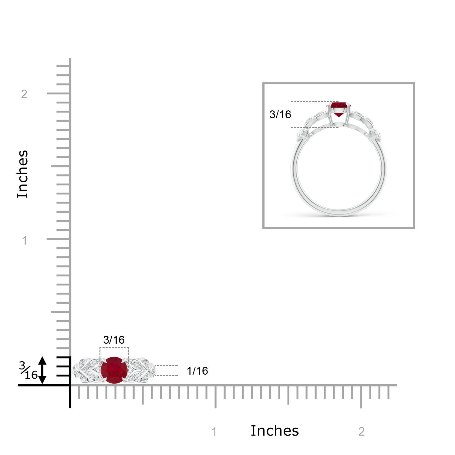 AA - Ruby / 0.71 CT / 14 KT White Gold