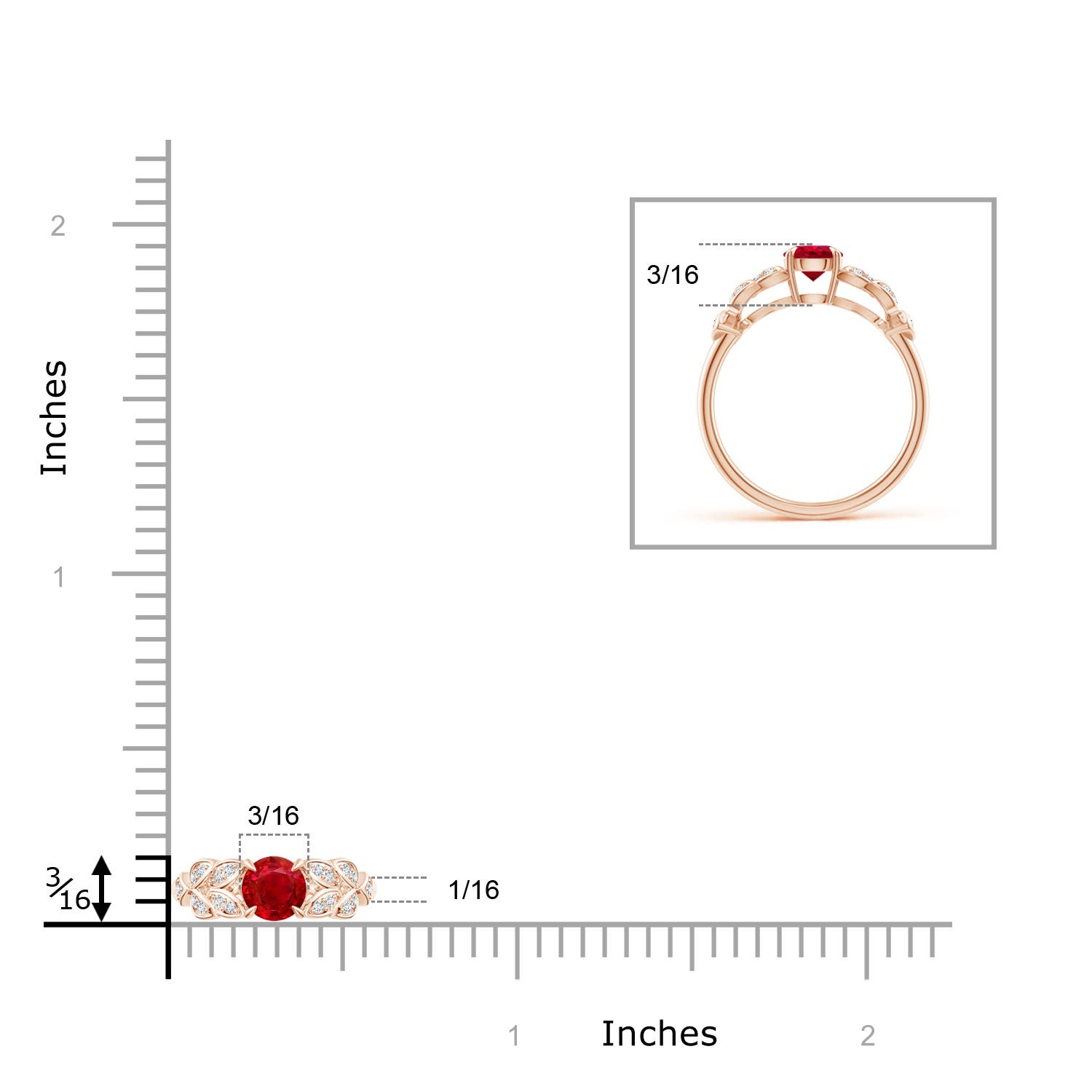 AAA - Ruby / 0.71 CT / 14 KT Rose Gold